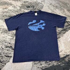 Vintage Y2K Air Jordan Flight Jumpman Graphic Navy Blue T-Shirt Men's Size XL
